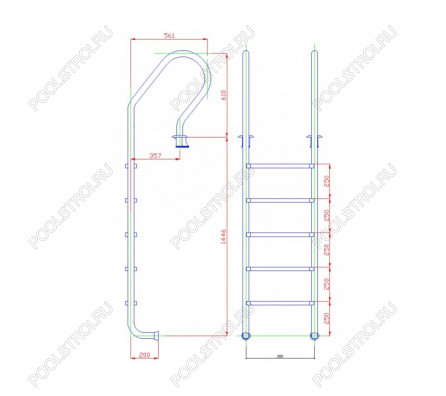 Лестница 5 ступеней (у.б.) Flexinox PARALLEL (87120895)