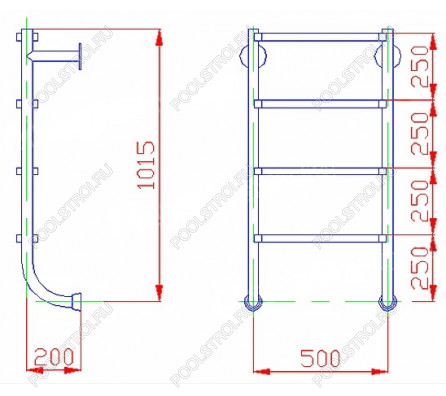 Лестница  без поручней 4 ступени Flexinox ESC PT AISI-316 (87174348)