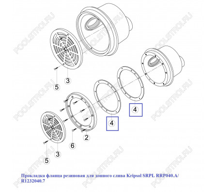 Прокладка фланца резиновая для донного слива Kripsol SRPL RRP040.A/ R1232040.7